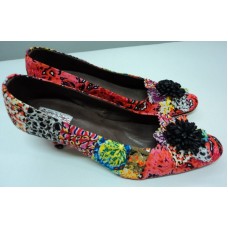 African Print Peach Splash Star Felicia Shoe 